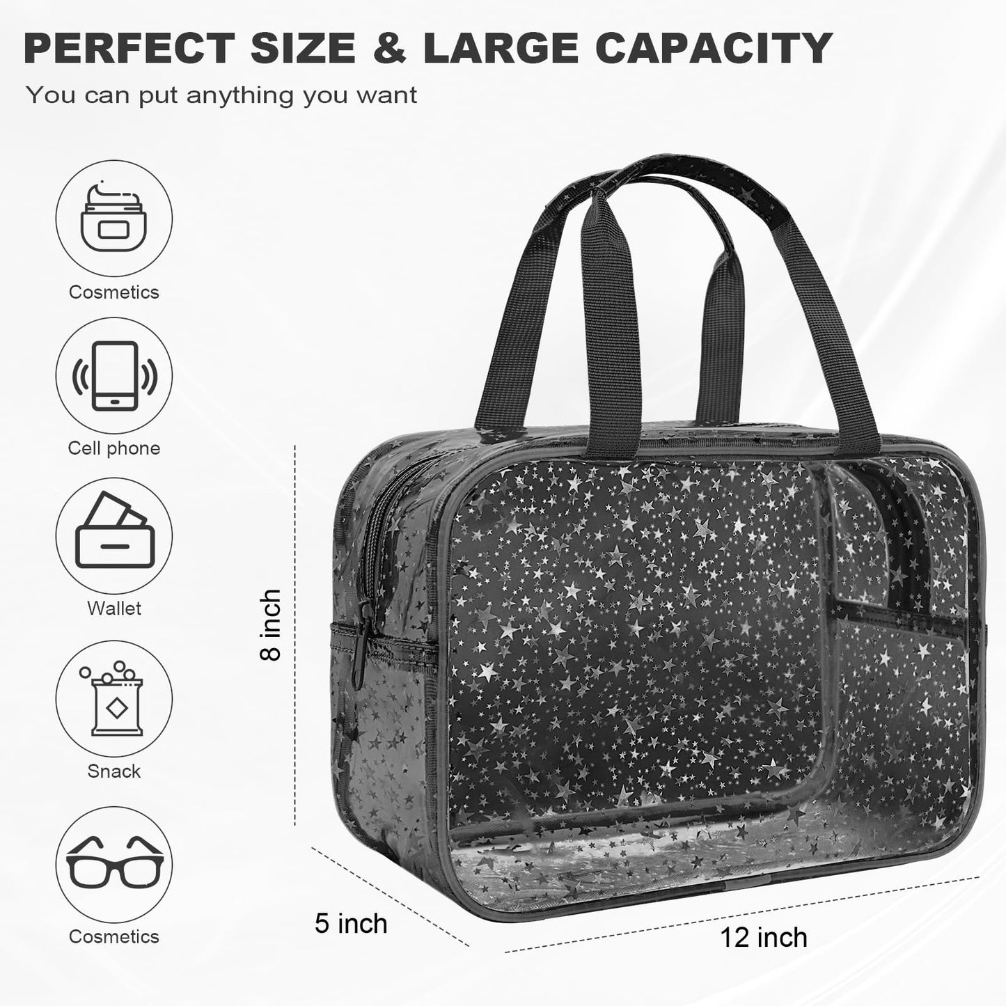 Bolsa de maquillaje transparente con inicial personalizada, bolsa de cosméticos rosa, bolsa de aseo de viaje, bonita bolsa de maquillaje transparente, bolsa organizadora para novia, maestro, regalos