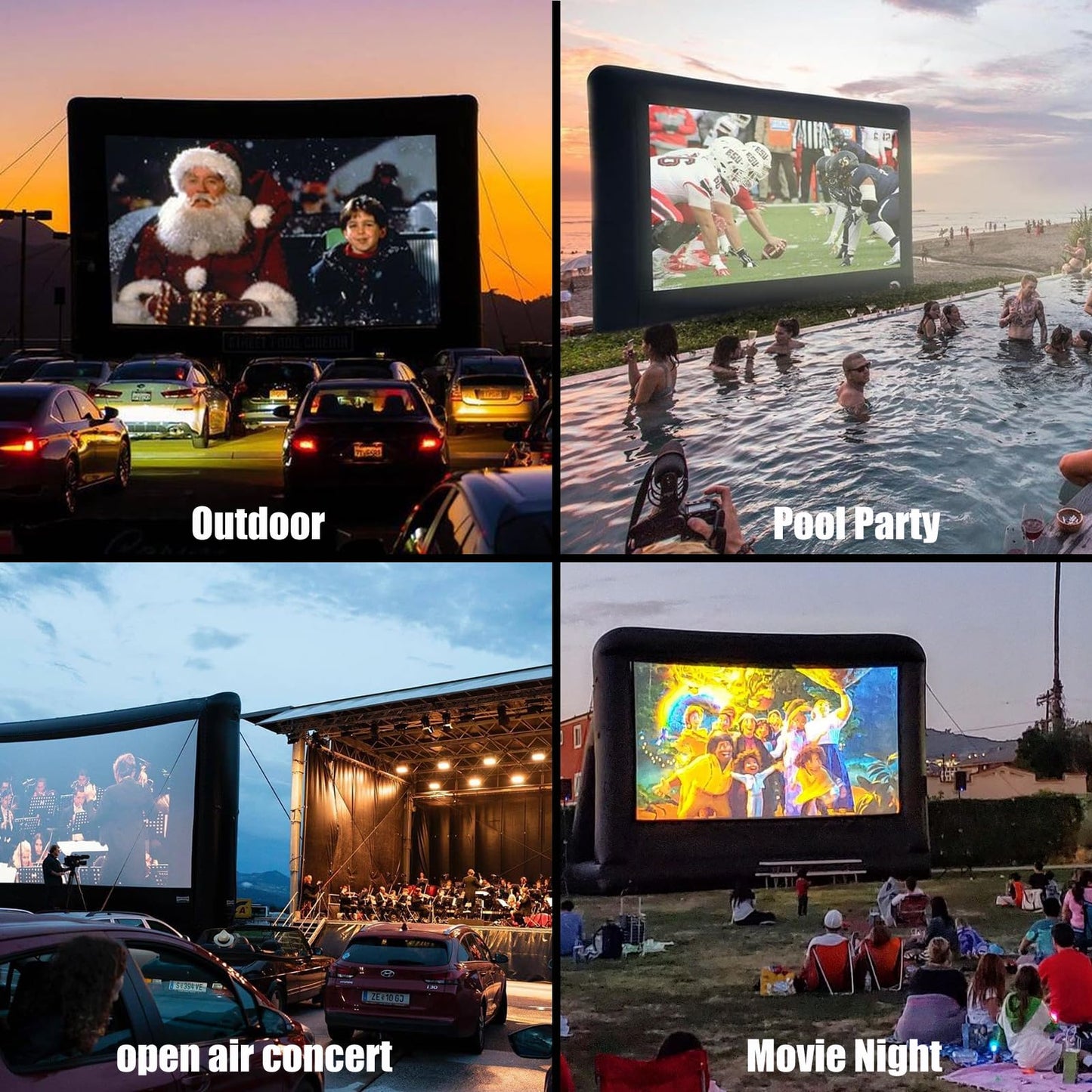 CZGBRO - visualización de cine inflable para exteriores, visualización de proyector de 25 pies
