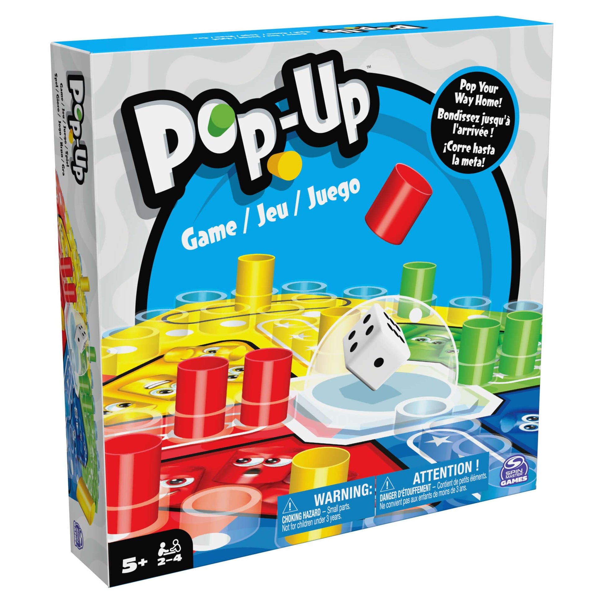 Spin Master Games, Juego Pop-Up para niños, Colorido Juego de Mesa para 2-4 Jugadores con Tirador automático para Noches de Juego en Familia