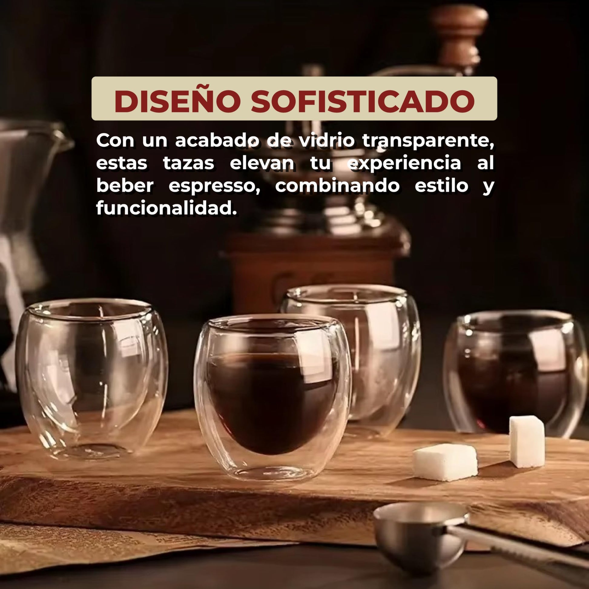 Juego de Tazas de Vidrio Doble Pared Mebix Transparente con Aislamiento Térmico para Café Espresso