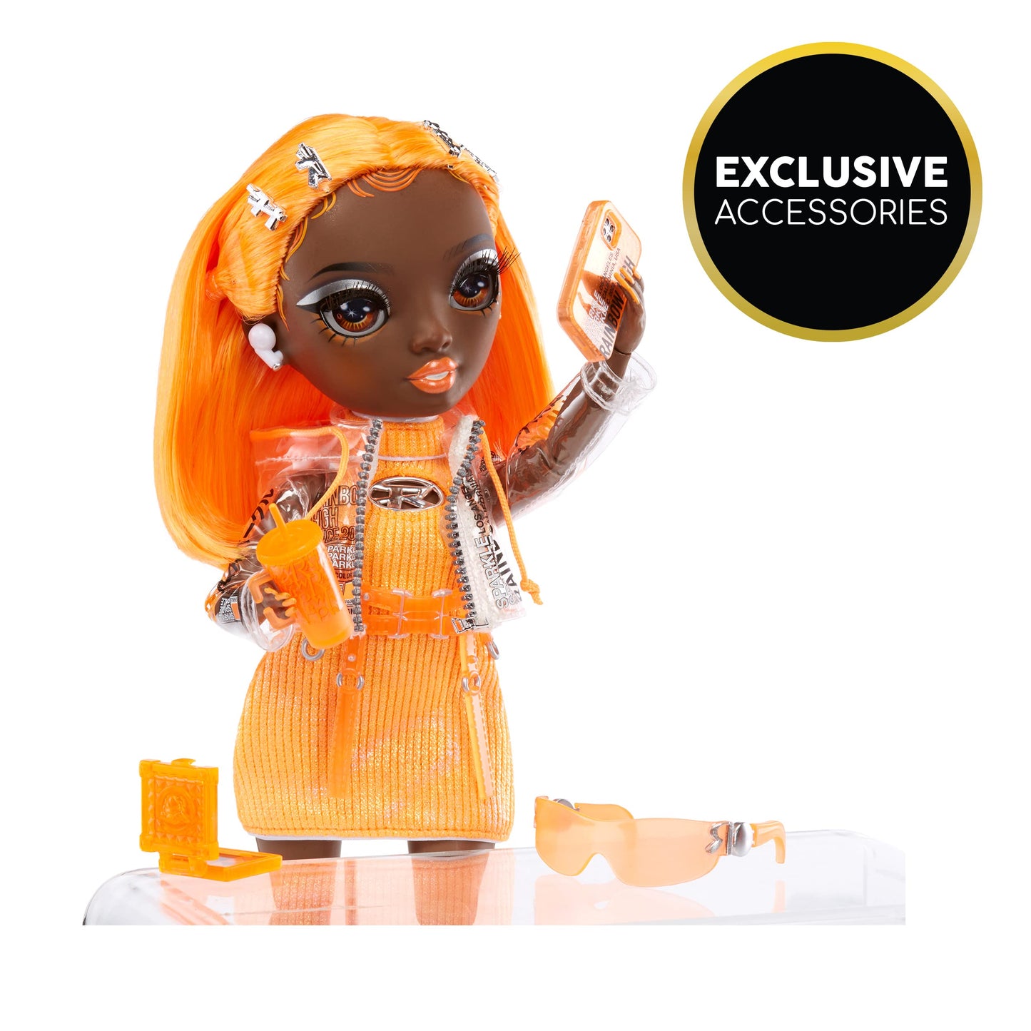 Muñeca Fashion Rainbow High Michelle ST.Charles Naranja con Look de Moda y Más de 10 Accesorios para Coleccionistas y Niños 4-12 Años