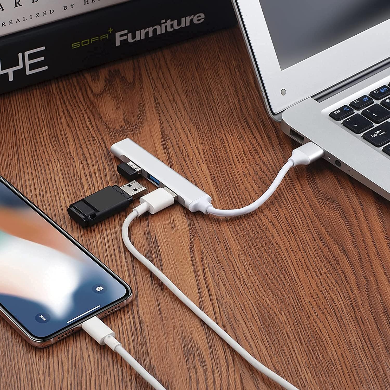 Hub USB MORNWELL Negro Ultradelgado Convertidor 4 en 1 para PC y Laptop
