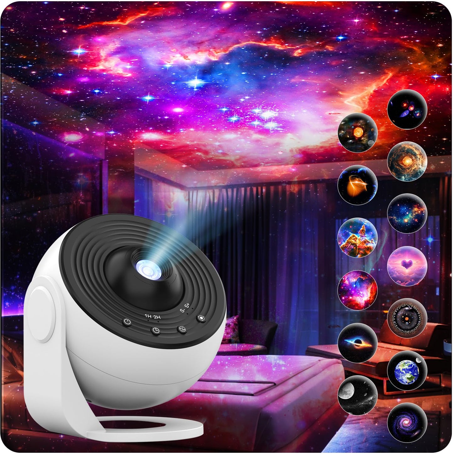 SOMKTN - Proyector de planetario totalmente nuevo - Comentario de audio astronómico incluido | Proyector de estrella y galaxia con 13 hojas de película únicas y etiqueta de identificación electrónica, luz nocturna para niños, adolescentes, niñas y niños