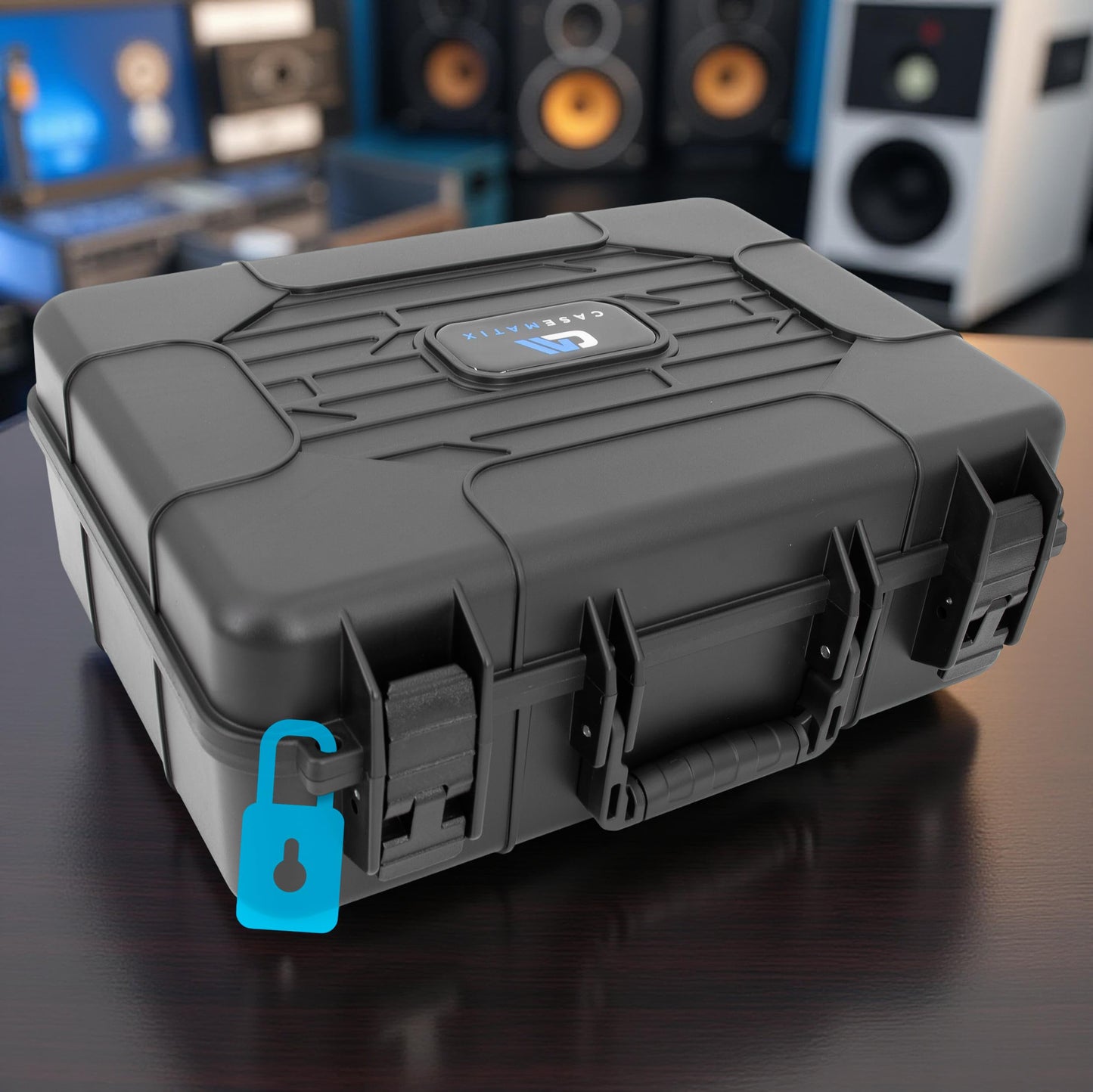 CASEMATIX Funda rígida para proyector de Viaje Compatible con Epson VS250 SVGA, VS350 XGA, VS355 WXGA con Cable HDMI y Mando a Distancia en Compartimentos de Espuma Personalizados, Solo Funda