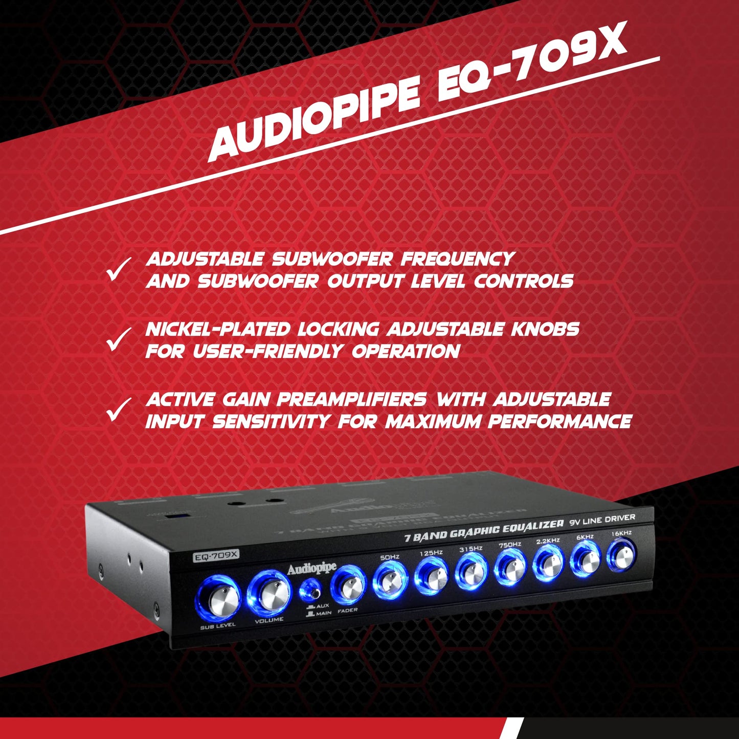 Audiopipe EQ-709X 7-Band Graphic In-Dash Equaliser