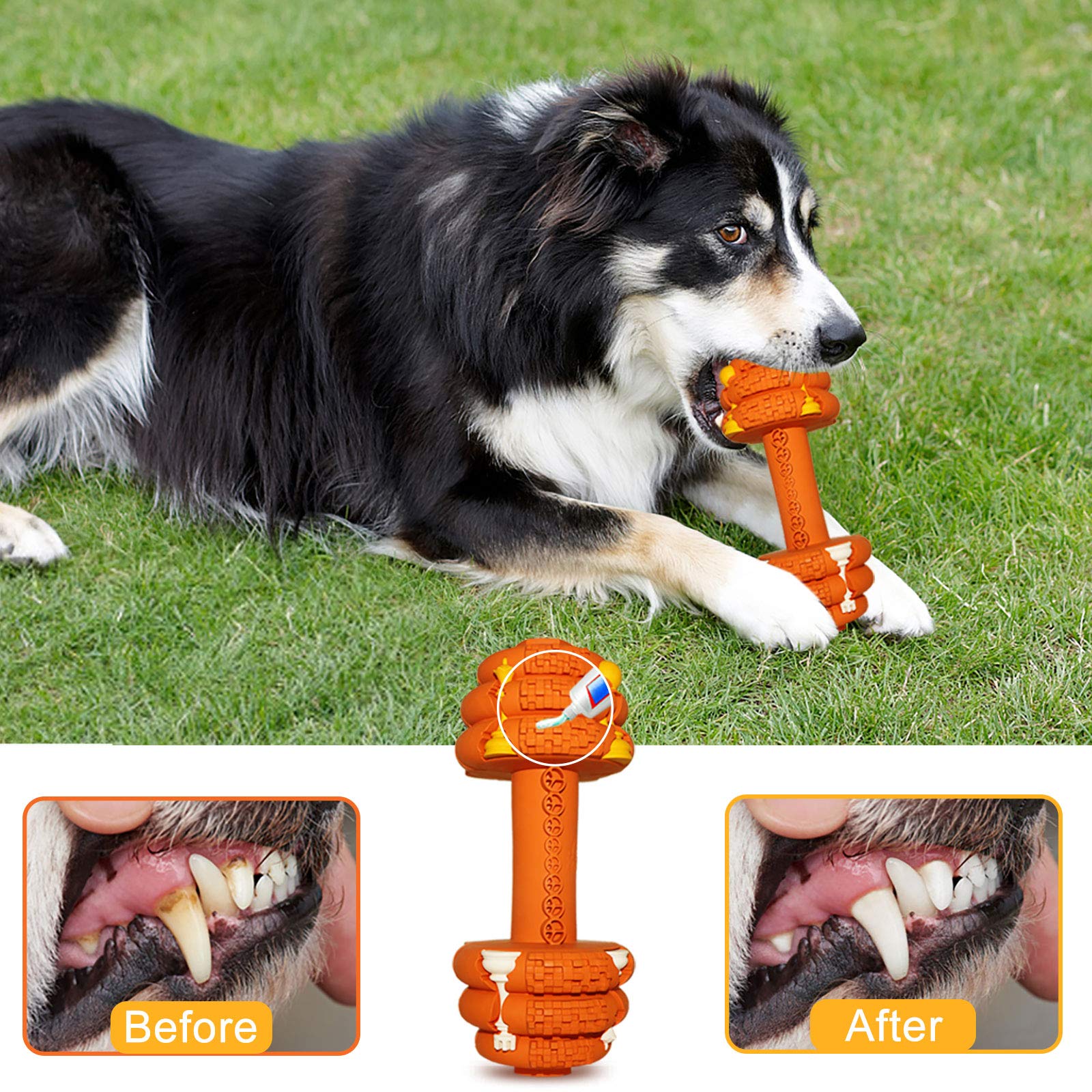 Hswaye Juguetes masticables para perros agresivos, juguete dental no tóxico de grado alimenticio, juguetes indestructibles resistentes y duraderos para perros medianos y grandes. Naranja.