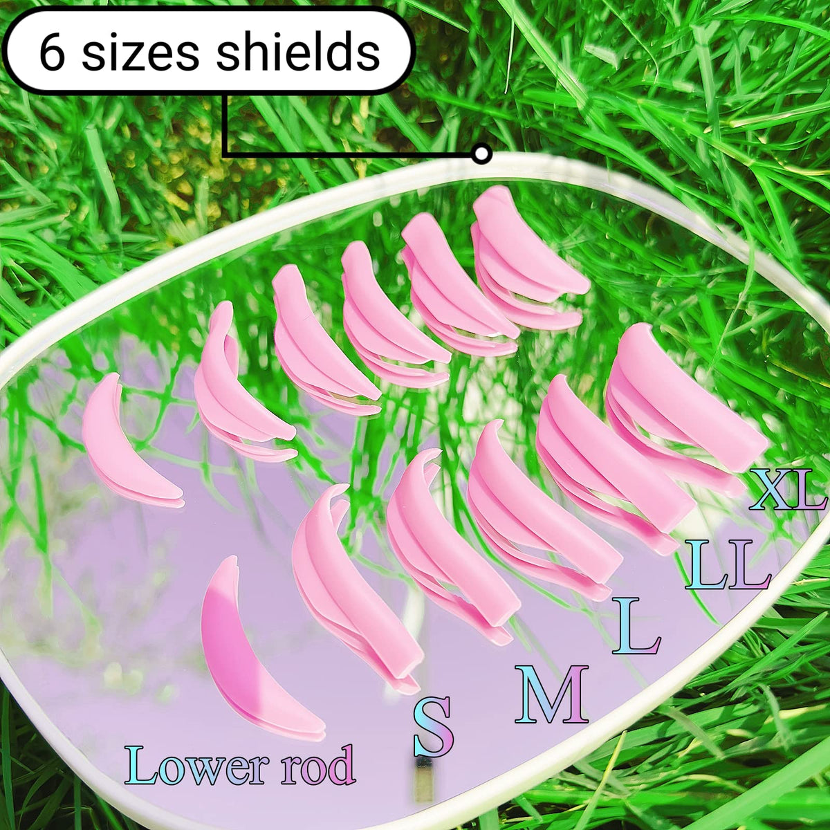 Libeauty - Juego de 10 varillas de silicona para levantamiento de pestañas, color rosa, supersuaves, tamaño 5 SMM1M2L, reutilizables para rizador de pestañas, con funda de almacenamiento de poliuretano premium (mezcla)