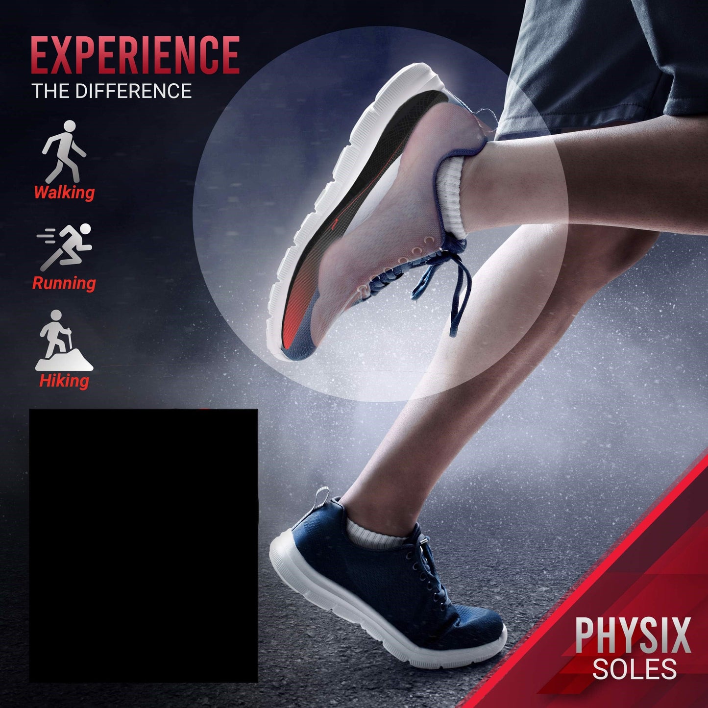 Plantillas Ortopédicas Physix Gear Sport Negras para Fascitis Plantar y Arco Plantar