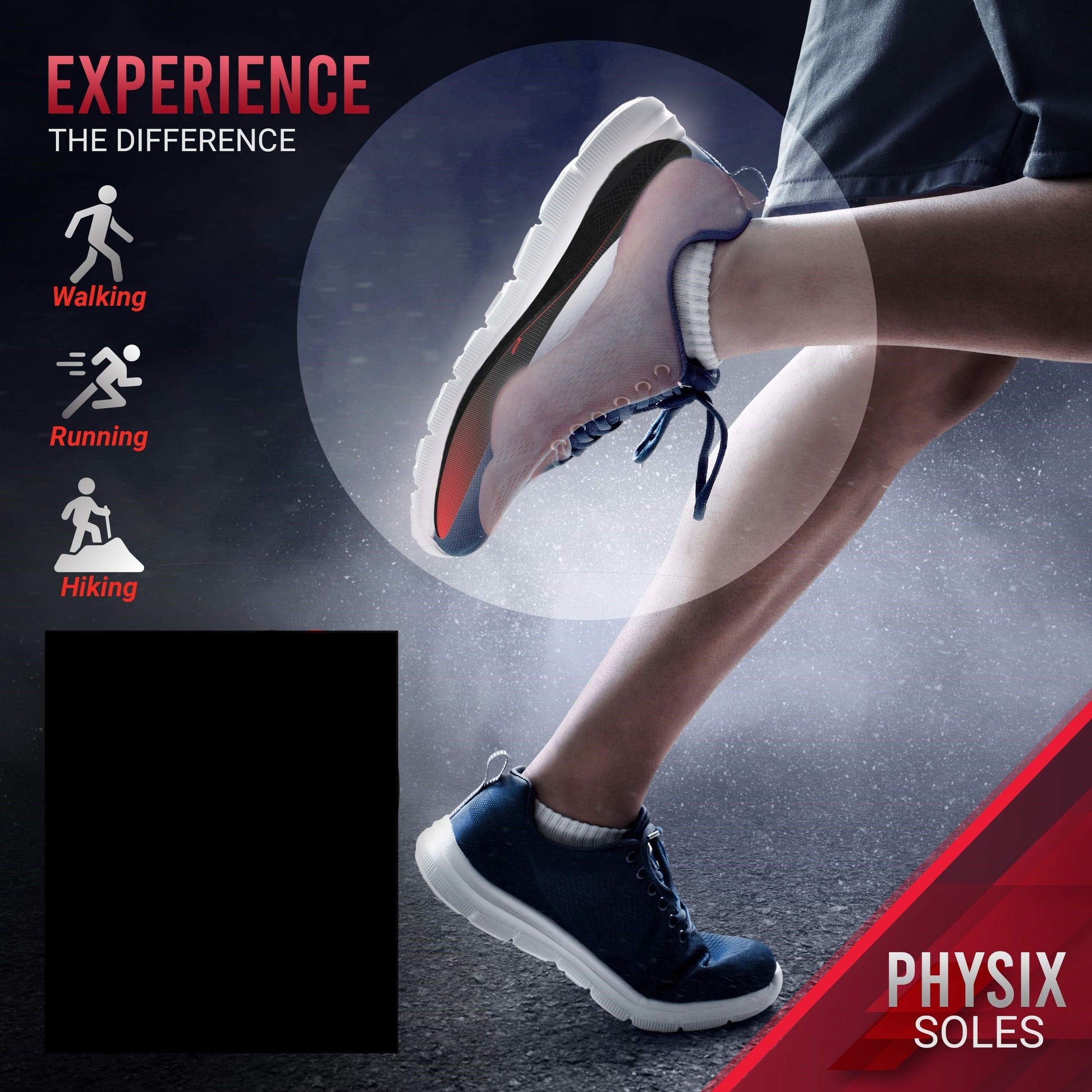 Plantillas Ortopédicas Physix Gear Sport Negras para Fascitis Plantar y Arco Plantar