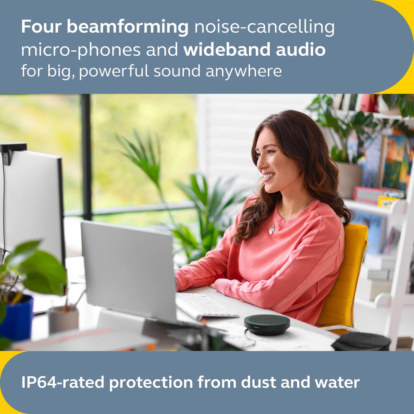 Jabra Speak2 40 Portable Speakerphone - 4 Noise-Cancelling Mics, Full-Range 50mm Portable Speaker, Wideband Audio and USB-A and USB-C Connections - Certified for Zoom and Google Meet - Dark Grey
