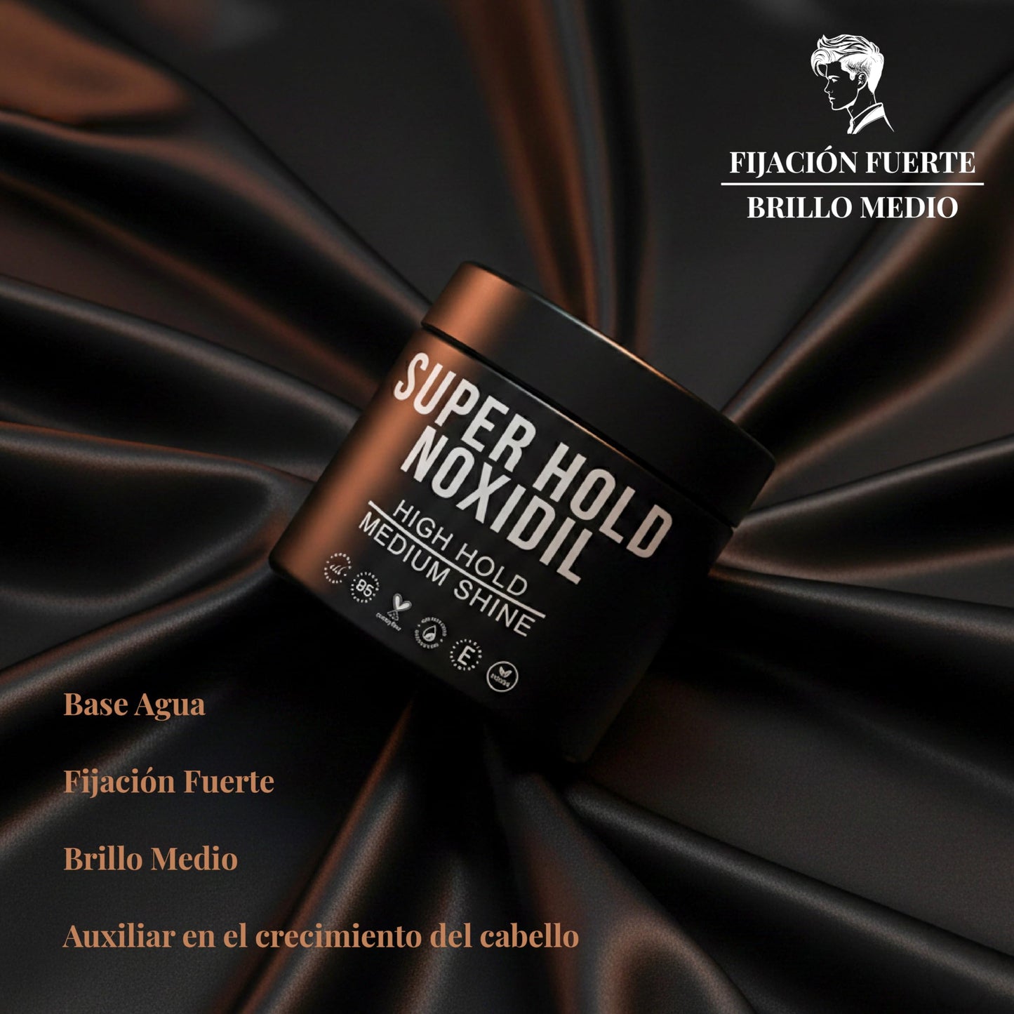 THE SHAVING CO. Pomada para Cabello Super Hold Noxidil - H2 130 gr. Cera para Cabello con Noxidil. Ademas de tener un Pomade Fijacion Alta Brillo Medio. Cuenta con Noxidil que es un auxiliar de crecimiento capilar.