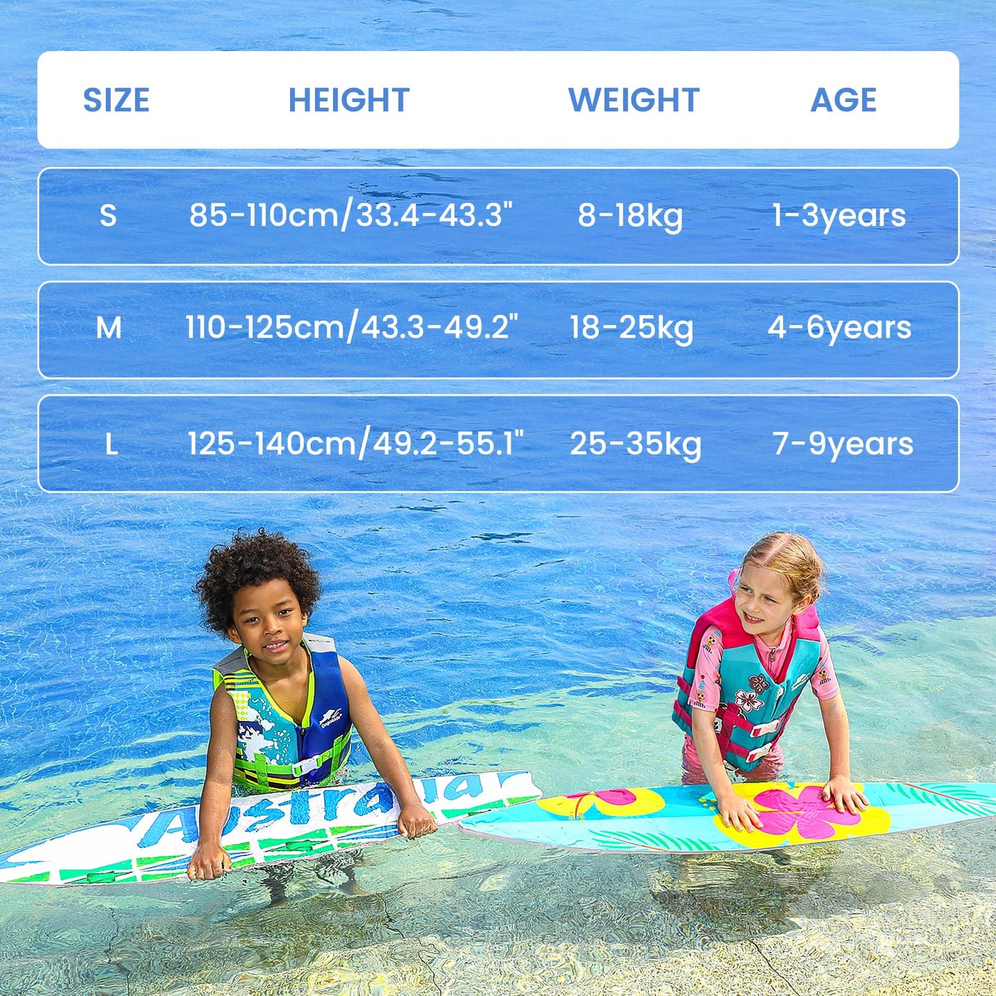 Gogokids - Chaleco de natación para niños pequeños, chamarra flotante para niñas y niños de 20-30-40-50 libras, flotadores de natación con correa de seguridad ajustable Duel, para niños de 2-9 años