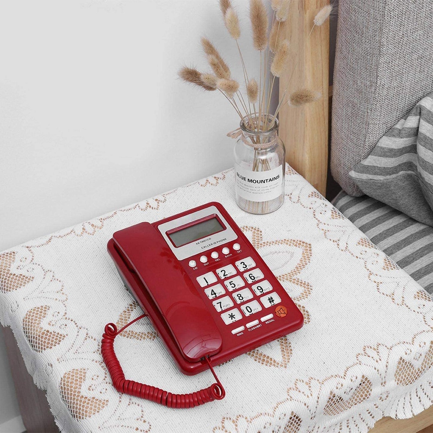 Teléfono con Cable teléfono inalámbrico teléfono Fijo de Modo Dual DTMF/FSK para el hogar, Hotel, con Pantalla de identificación de Llamadas y función Teléfonos Analógicos y DECT
