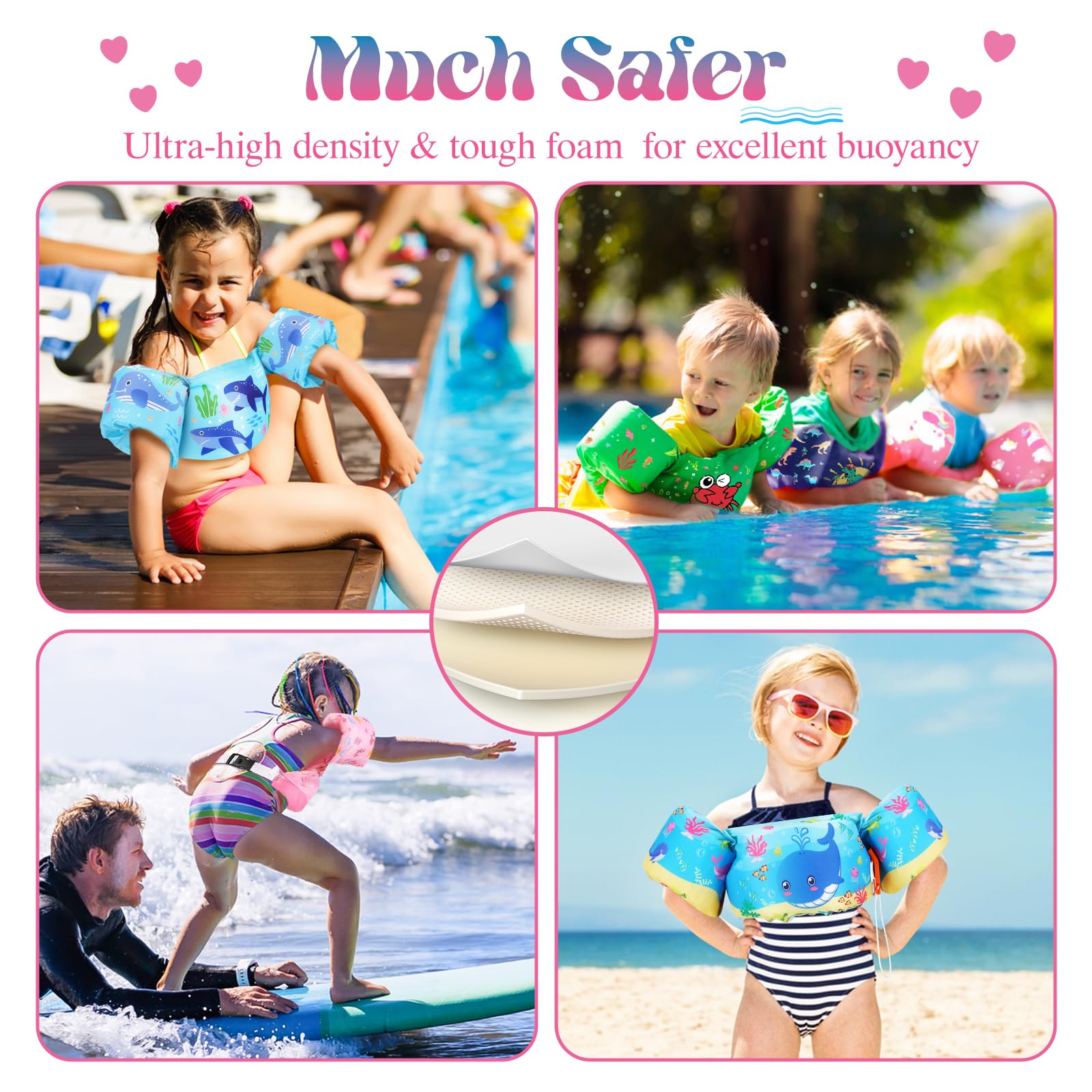 HeySplash - Chaleco de natación para niños, flotadores para Piscina de 20 a 50 Libras, Chaleco de natación con Correa Ajustable, Chamarra de natación con alas de Agua, flotadores de Brazo de Charco,