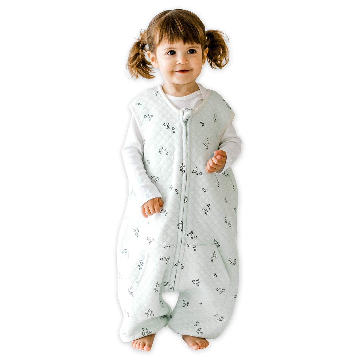 Saco de dormir para niños Tealbee Dreamsuit con pies – Saco de dormir con patas para caminar, hecho de rayón de bambú, TOG 0.8 de verano, cremallera de 2 vías, 2T-3T - Croissant