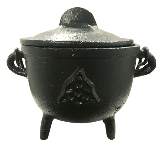 Crystalo - Triquetra Caldero de hierro fundido con tapa, 4 pulgadas