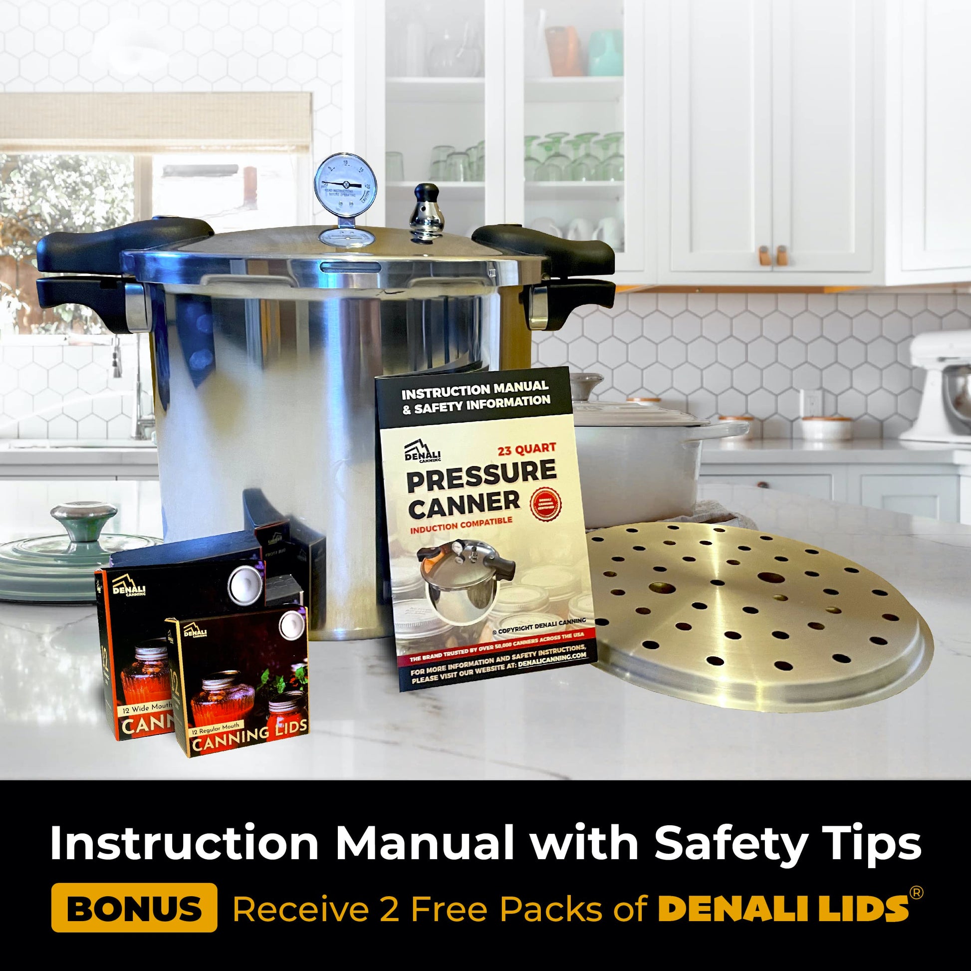 Denali Canning TANKER - Bote de presión y olla de 23 cuartos | Compatible con inducción, manómetro y regulador de presión, aluminio y acero inoxidable, Denali es una empresa estadounidense
