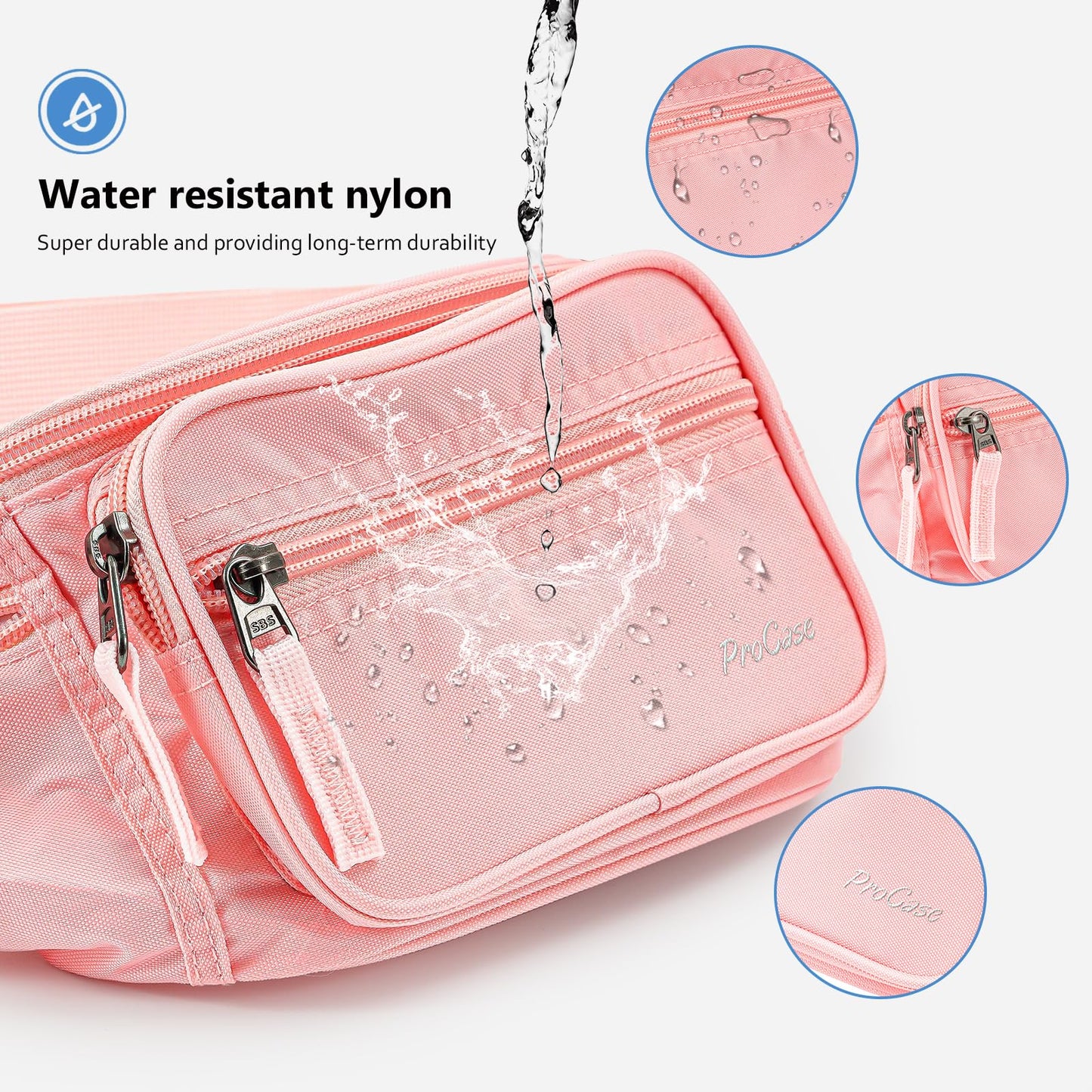 Cangurera Deportiva ProCase Rosa con Cinturón Ajustable y Hebilla para Unisexo