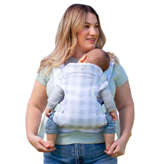 Infantino Flip Advanced Portabebés 4 en 1 – Ergonómico, Convertible, frontal y frontal hacia afuera Portabebés delantero y trasero para recién nacidos a niños pequeños 8-35 libras, a cuadros