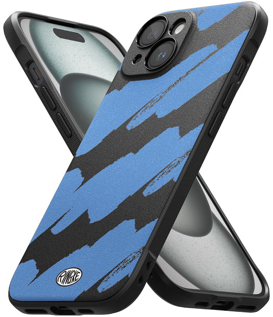 Funda Antideslizante Ringke Onyx Blue Brush de Tacto Agradable para iPhone 15