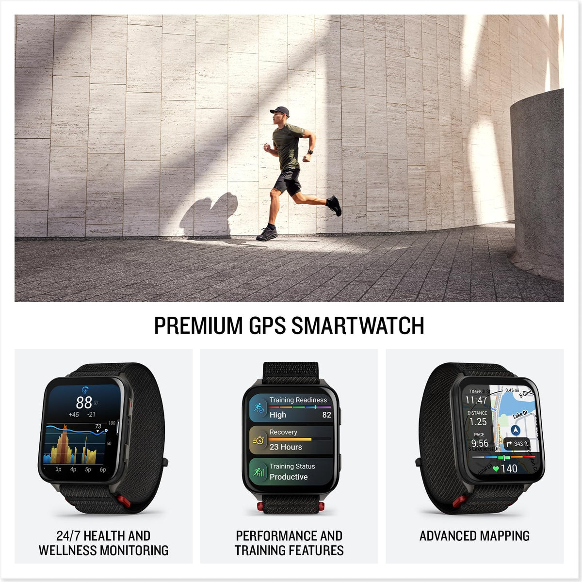 Reloj Inteligente GPS Garmin Venu Negro Fondo Titanio Banda Nailon Delgado y Ligero con AMOLED y Salud Avanzada
