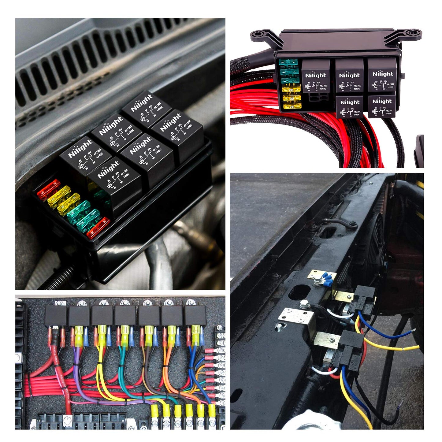 Relé SPDT Nilight 12V Negro Repuesto de 5 Pines y 40/30 Amperios para Automóviles y Barcos Marinos