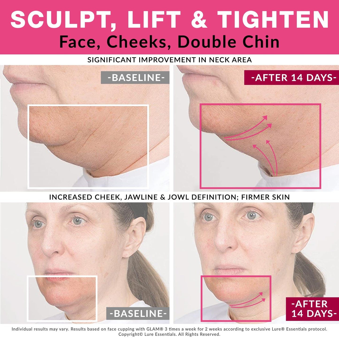 LURE Home Spa Glam Face and Eye Cupping Massage Set with Free Cleansing Brush for Instantly Ageless Look Natural Anti Aging Solution Reduces Fine Lines & Deep Wrinkles, Improves Collagen