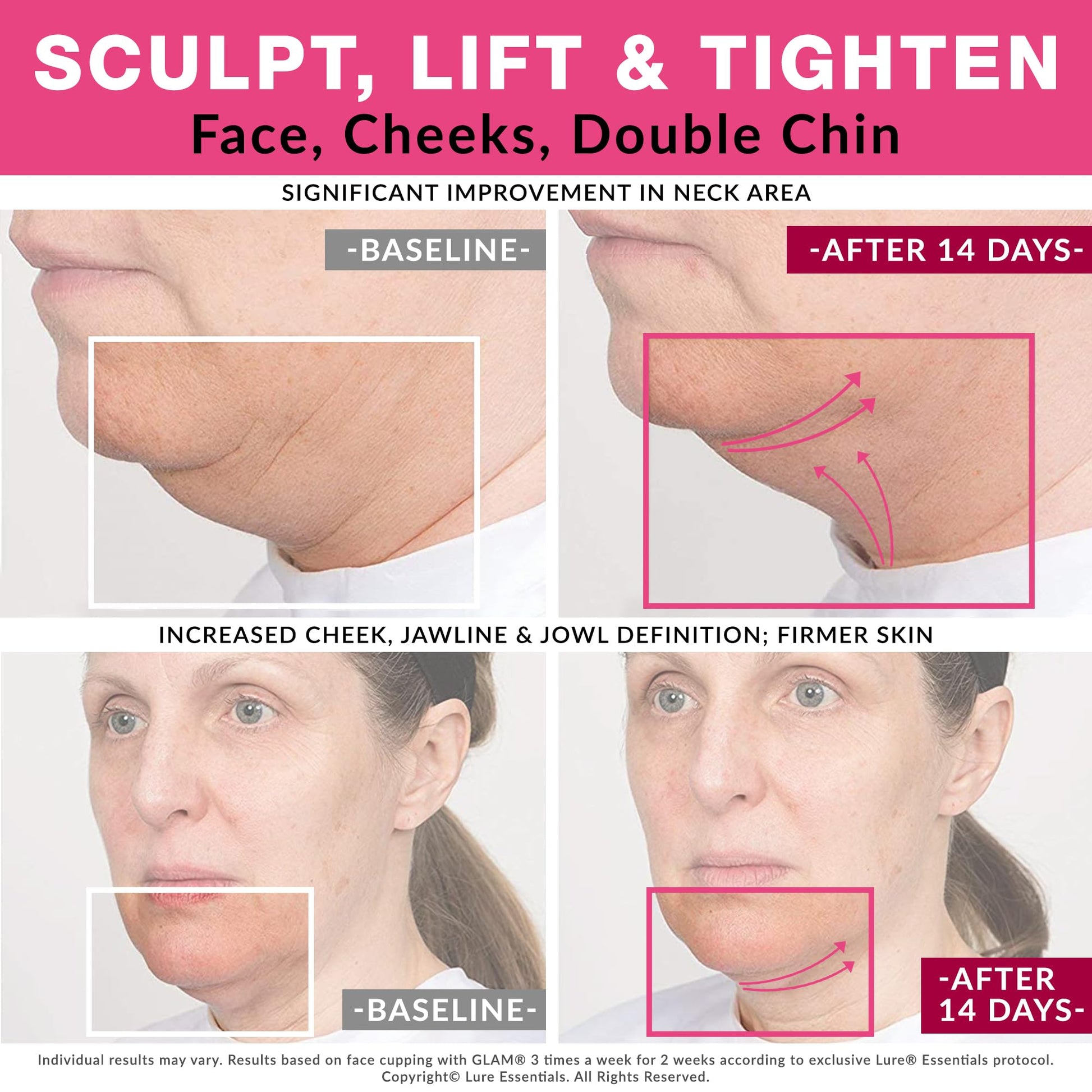 LURE Home Spa Glam Face and Eye Cupping Massage Set with Free Cleansing Brush for Instantly Ageless Look Natural Anti Aging Solution Reduces Fine Lines & Deep Wrinkles, Improves Collagen