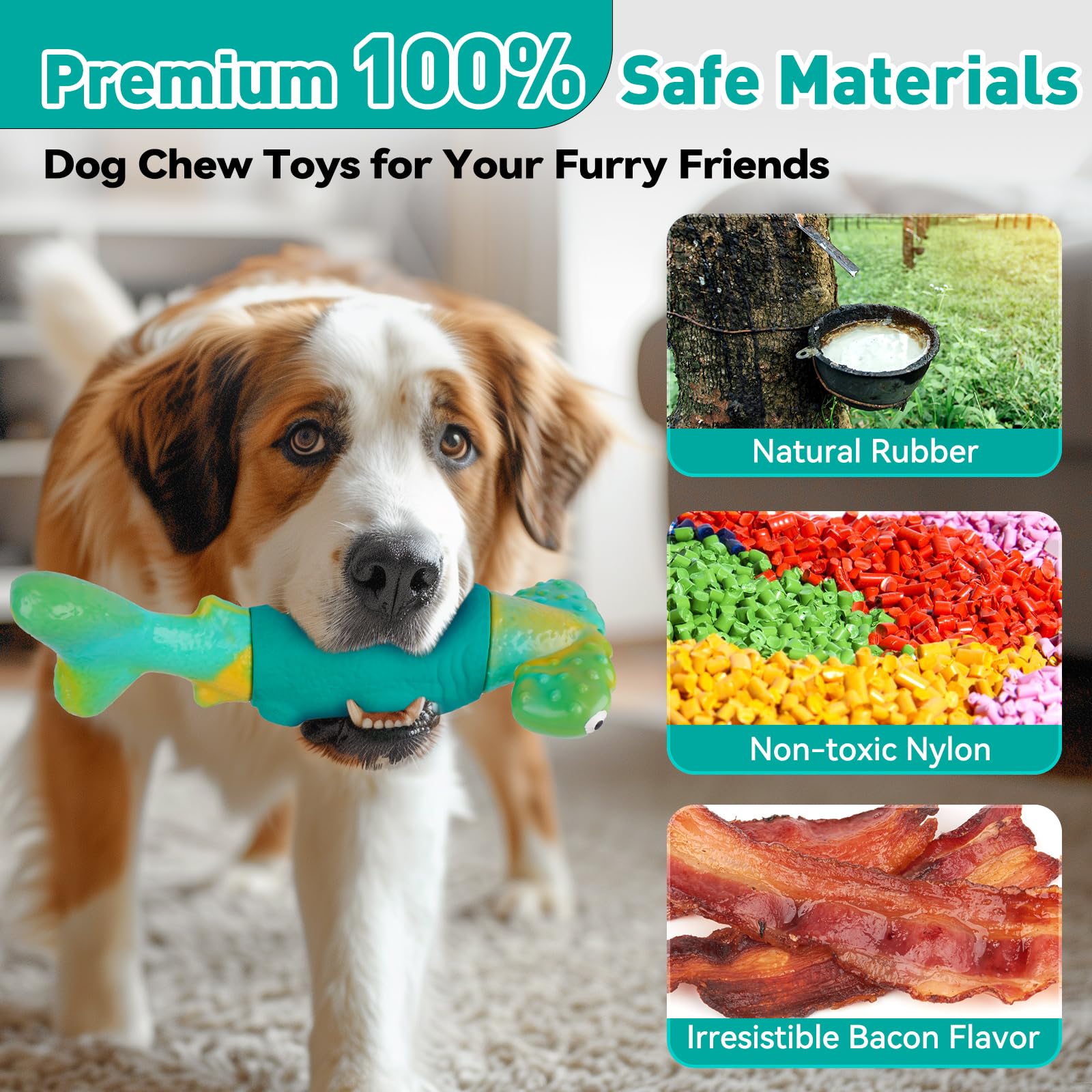 BIKIISEN - Juguetes para perros para masticadores agresivos, juguetes interactivos para masticar perros grandes, juguetes indestructibles para mantenerlos ocupados, juguetes para perros chirriantes,