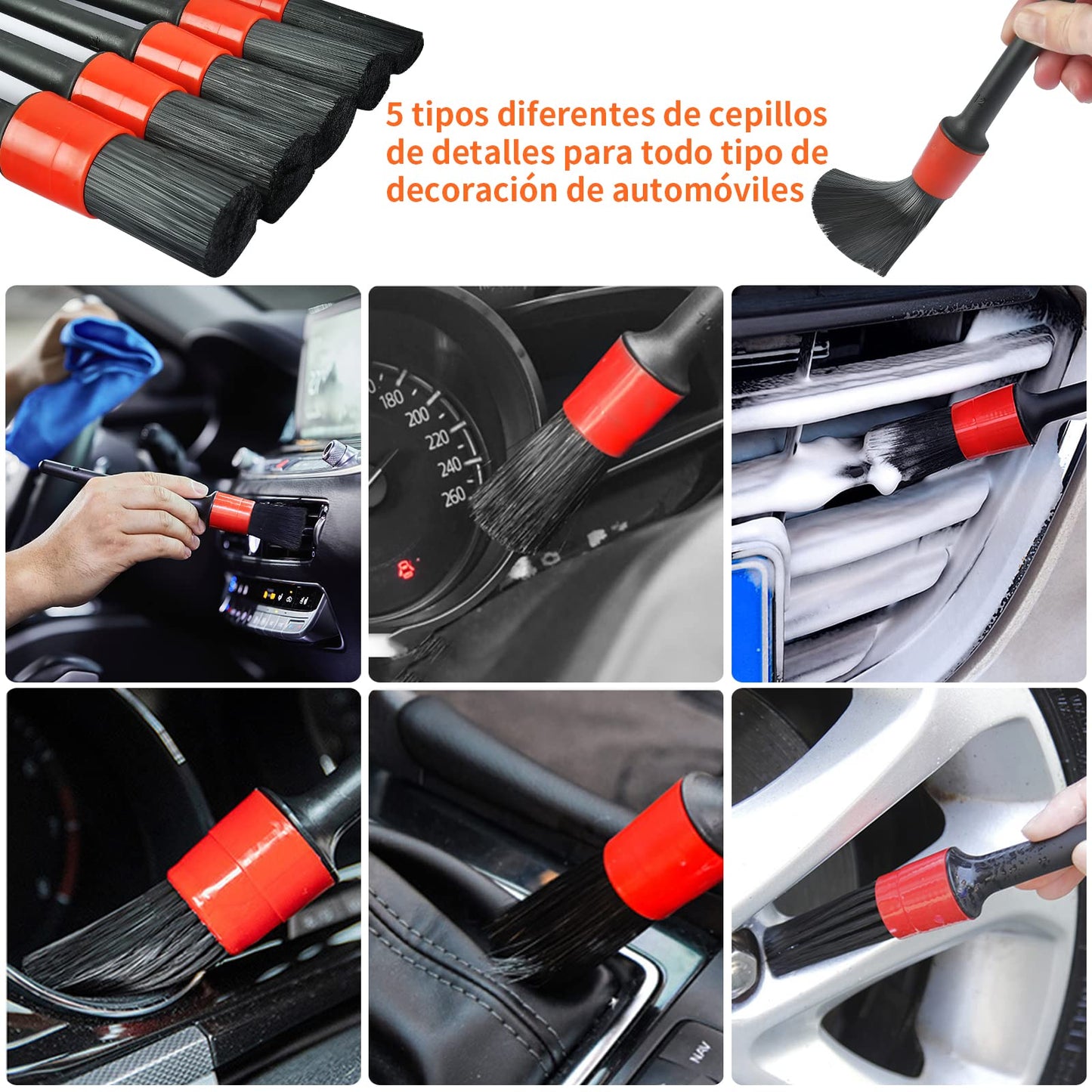 Kit de Cepillos para Detallar de Coche Azul 16 Piezas