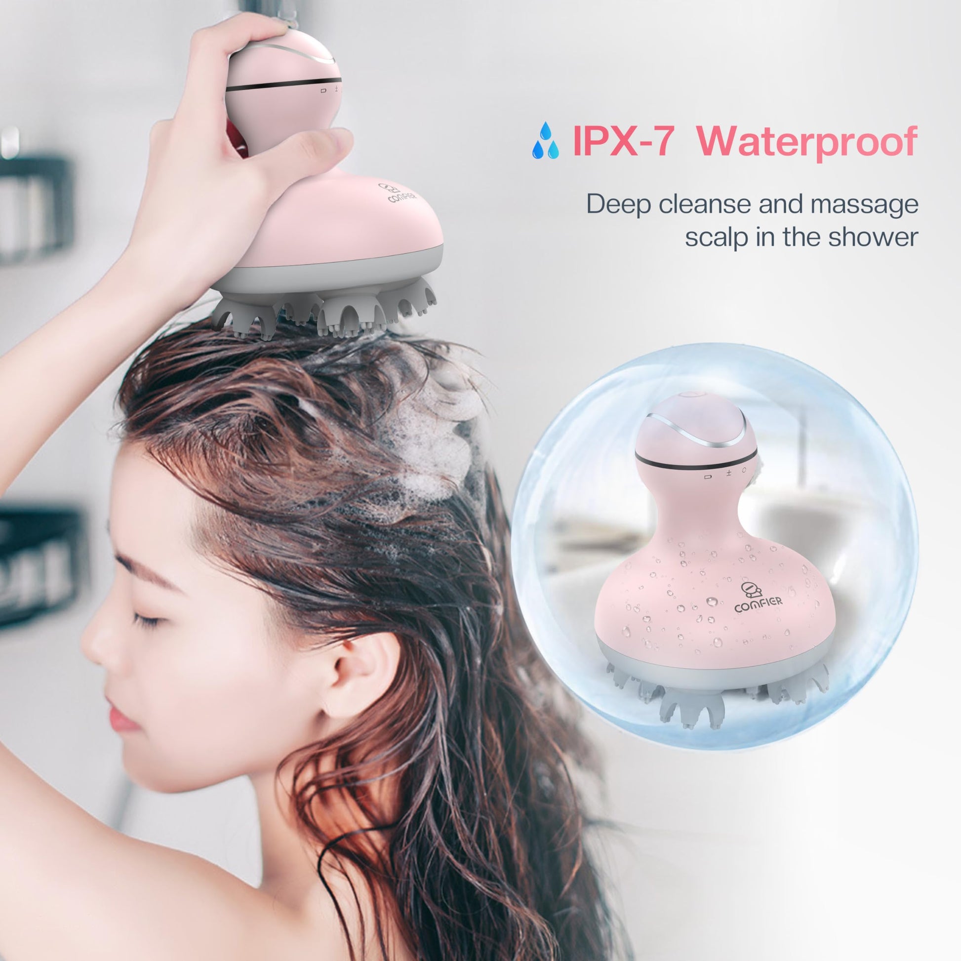 COMFIER Masajeador De Cuero Cabelludo Crecimiento Del Cabello, Masajeador De Cabeza Impermeable Scalp Stress Relax Con 84 Nodos De Masaje, Rascador De Cabeza Portátil, Masajeador Amasador De