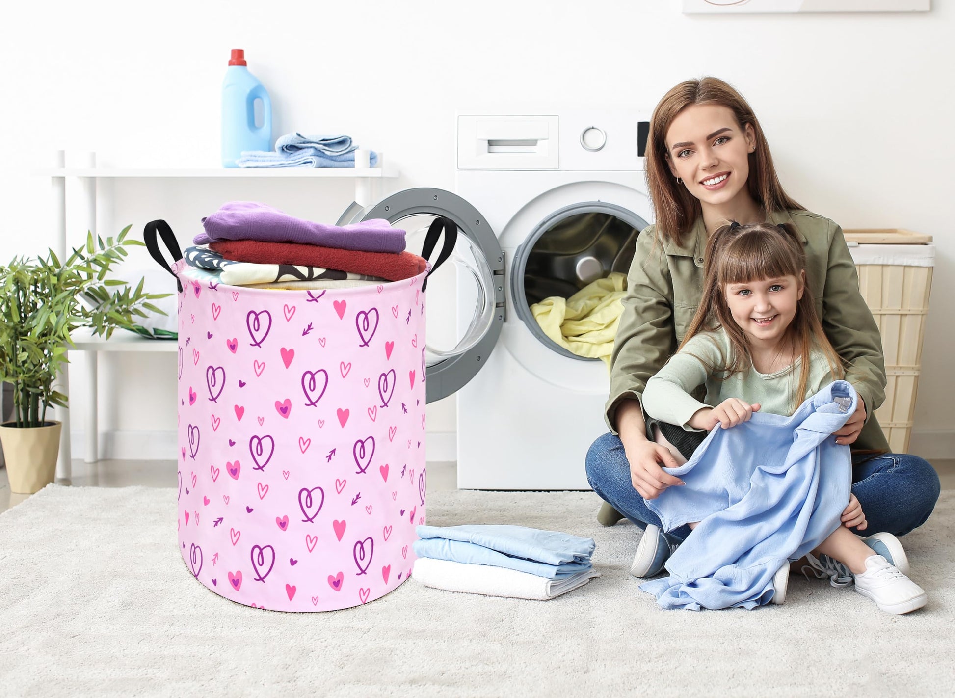 ACMUUNI Cesta plegable para ropa de lavandería para niños, cesta organizadora de almacenamiento plegable, almacenamiento de ropa de juguete con asas para recámara de niños y niñas, decoración de