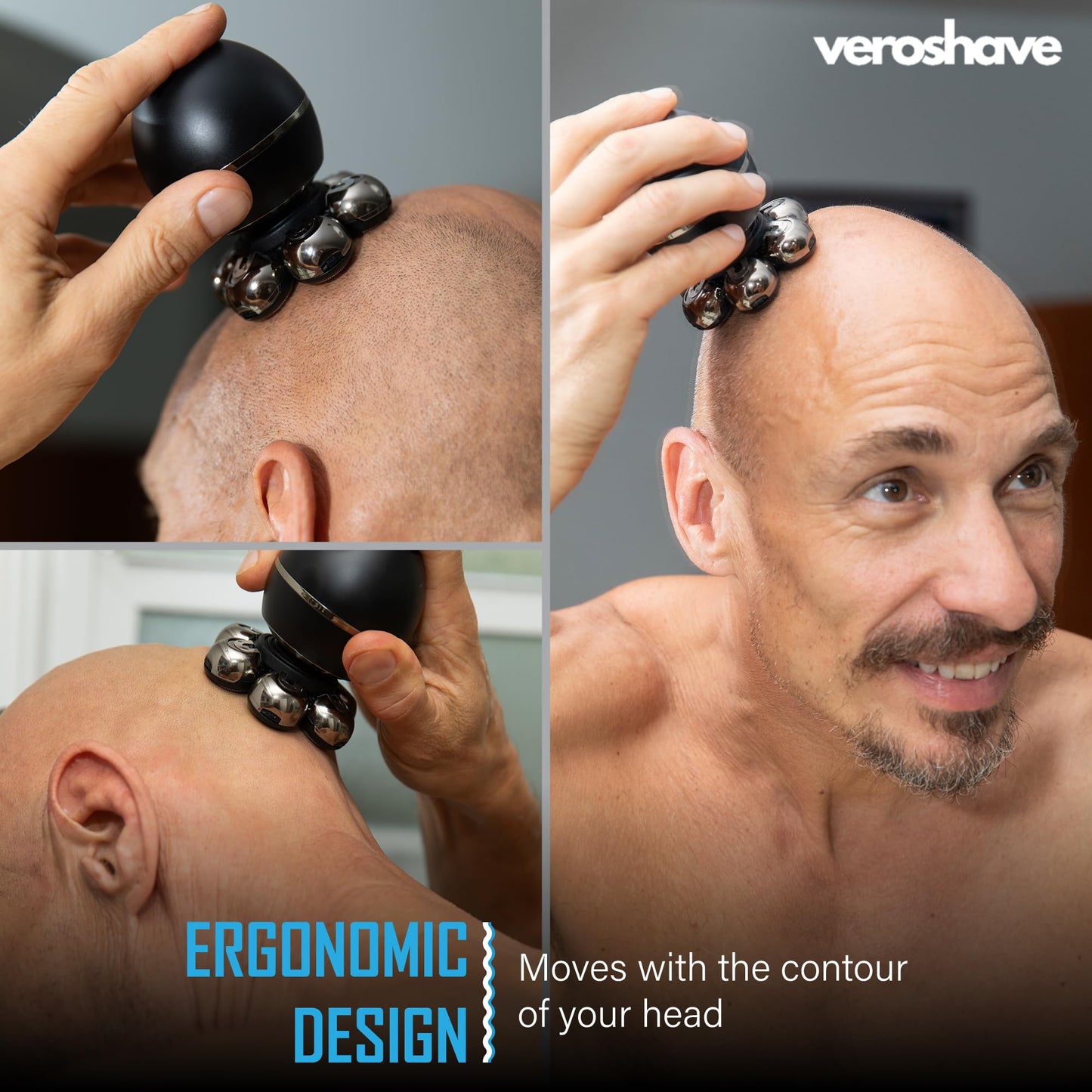 Veroshave - Afeitadora de cabeza calva de 7 hojas para hombres, sin cables, recargable, con cuchillas curvadas, kit de aseo para viajes sin desorden y afeitado completo