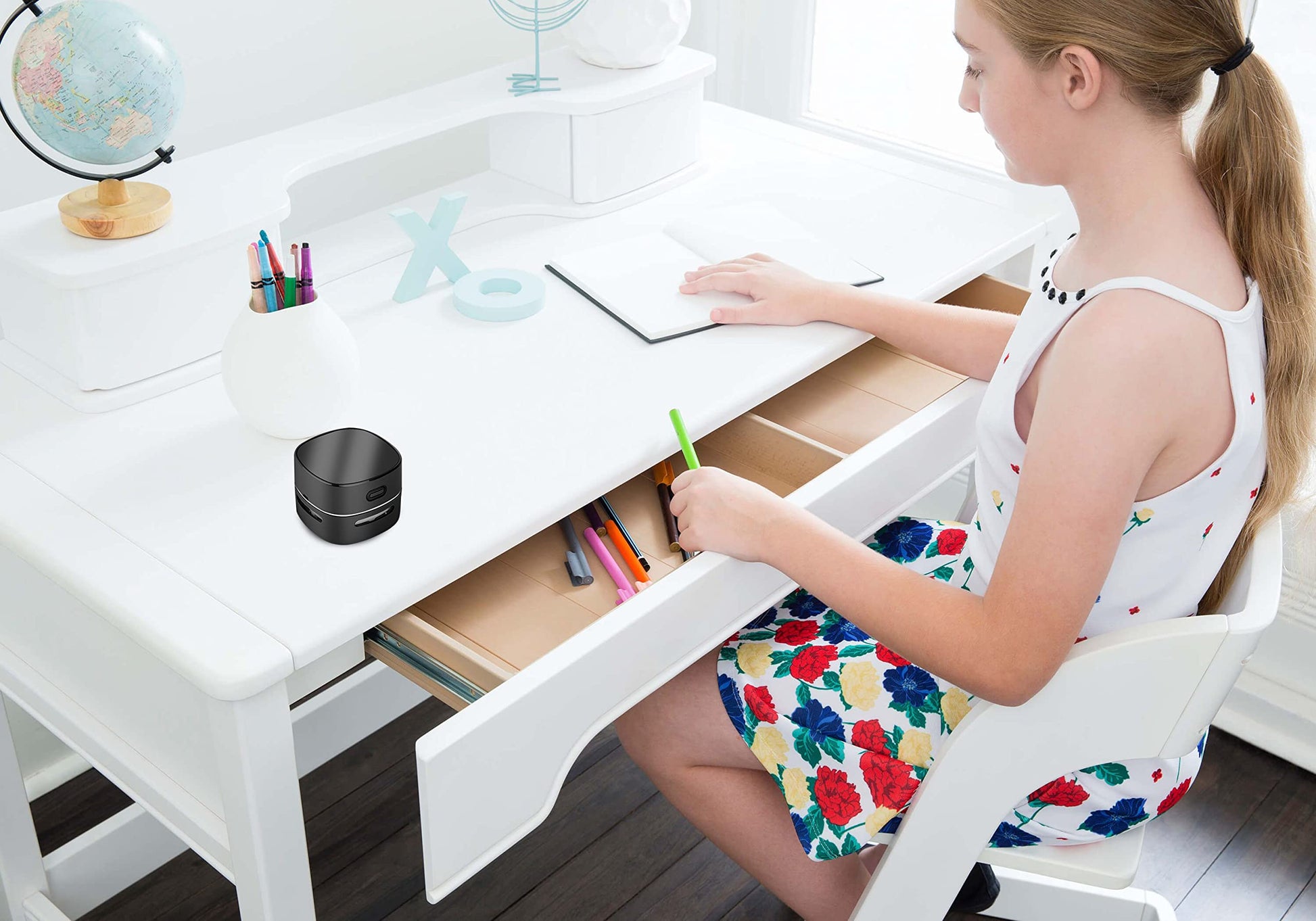 ODISTAR - Aspiradora de computadora, mini barredora de polvo de mesa, ahorro de energía, alta resistencia hasta 400 minutos, diseño giratorio de 360º para teclado, hogar, escuela, oficina (carga