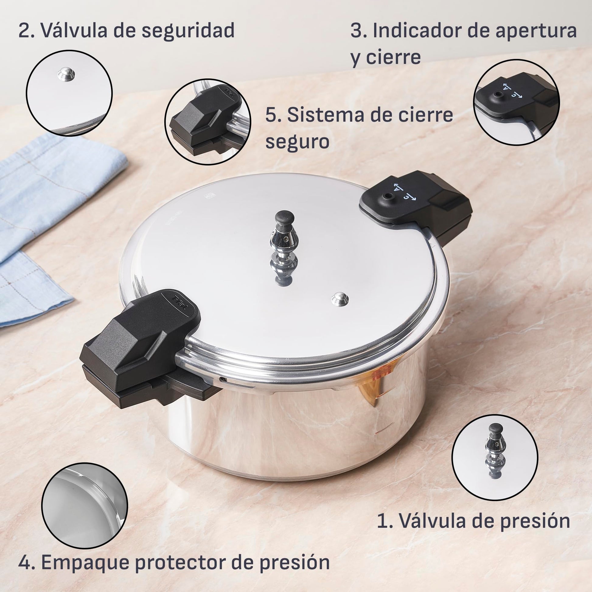 Olla Express T-fal Plateada 12 L con Cinco Sistemas de Seguridad