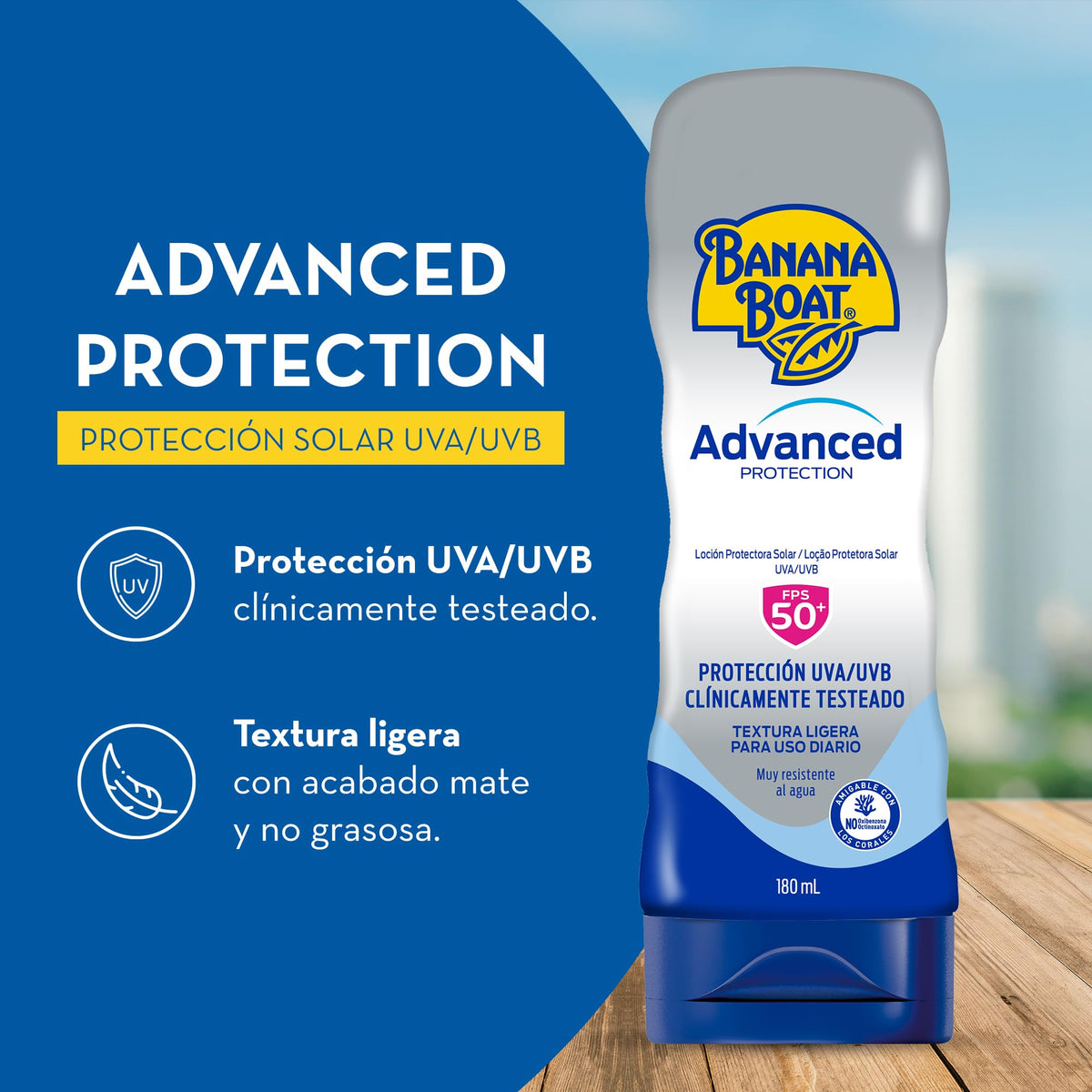 Banana Boat Advanced Protection Protector Solar 50 FPS Loción de 180ml