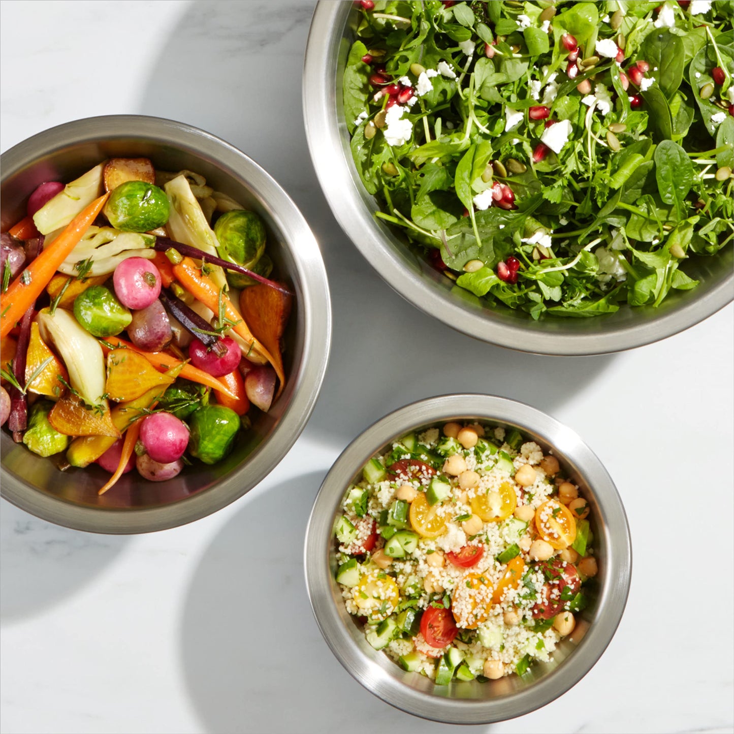 Tazones para Mezclar OXO Good Grips Blanco Set de 3 Acero Inoxidable