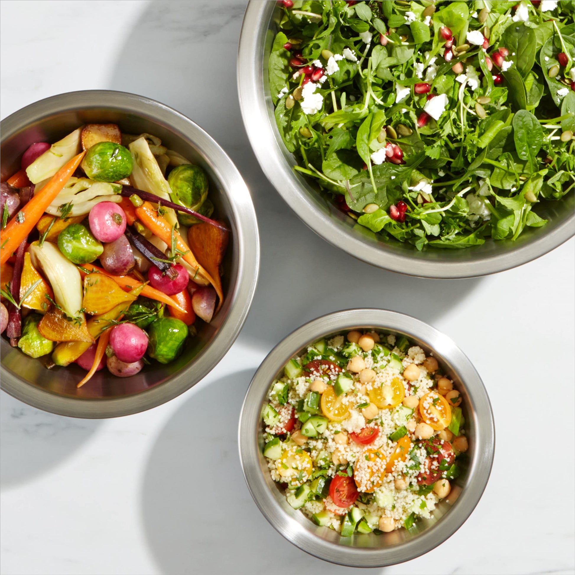 Tazones para Mezclar OXO Good Grips Blanco Set de 3 Acero Inoxidable