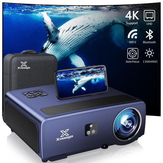 Proyector 4K XNoogo Exterior Negro con WiFi 6 y Bluetooth 5.2