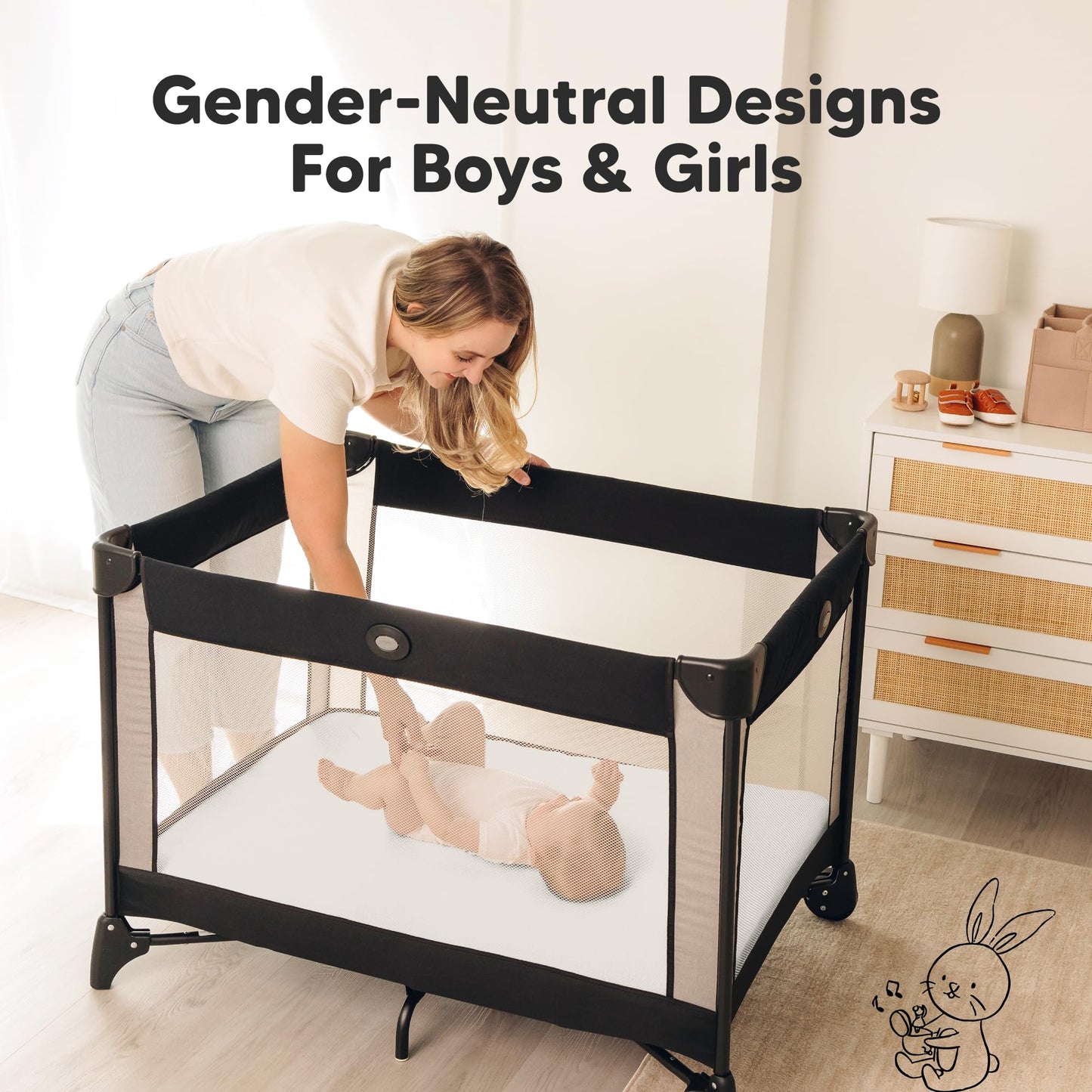 Paquete de 2 sábanas impermeables y de juego, mini sábanas para cuna ajustadas para niños, niñas, viscosa de 38 x 26 pulgadas de bambú Pack N Play para Graco, sábanas de cuna de bebé para niños