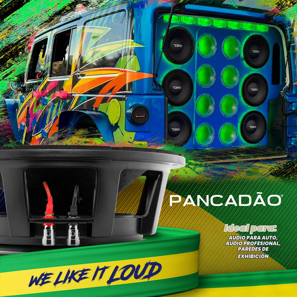 Altavoz de Bajo DS18 10 Pulgadas Potente Audio para Coche Rango Medio Respuesta de Graves
