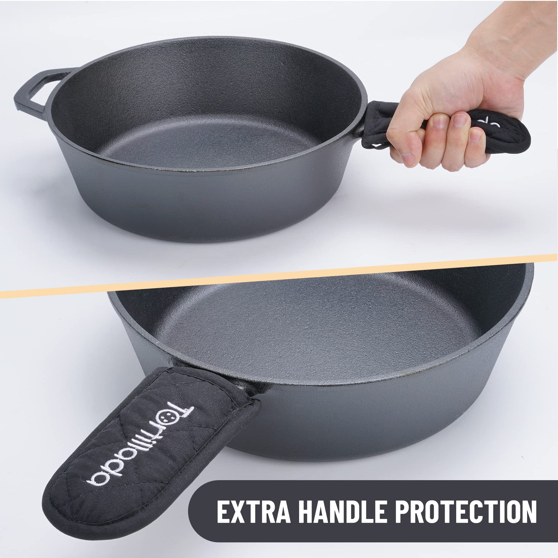Tortillada - 2 en 1 Combo Cooker Juego de Olla (3.5l) y Sartén (26 cm) De Hierro Fundido + Mango De Protección + E-Book con 50 Recetas