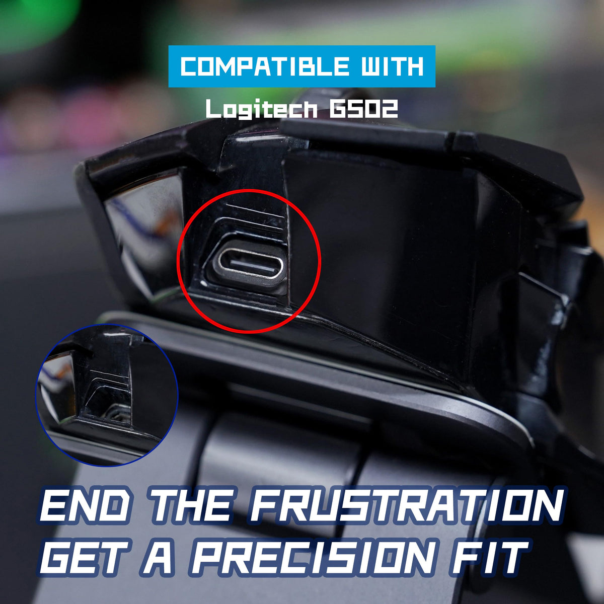 Adaptador de Carga USB-C Logitech G502 Negro Compacto para Juegos