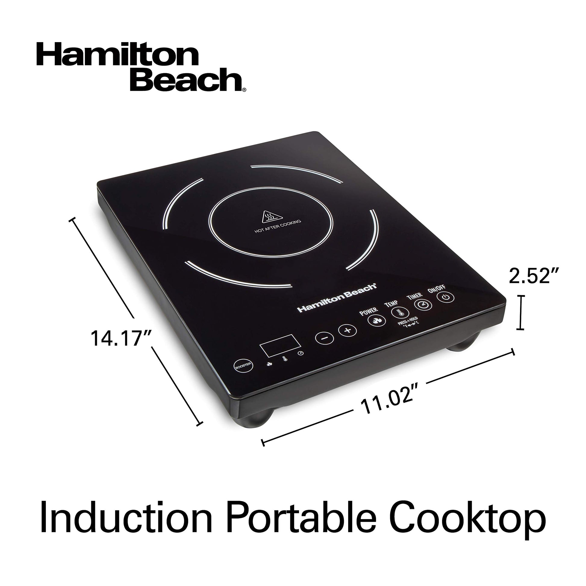 Hamilton Beach 34104 Single Induction 1800 watt Cooktop, Heats 40% faster, Versatile Pan Size (4"-10"), Black