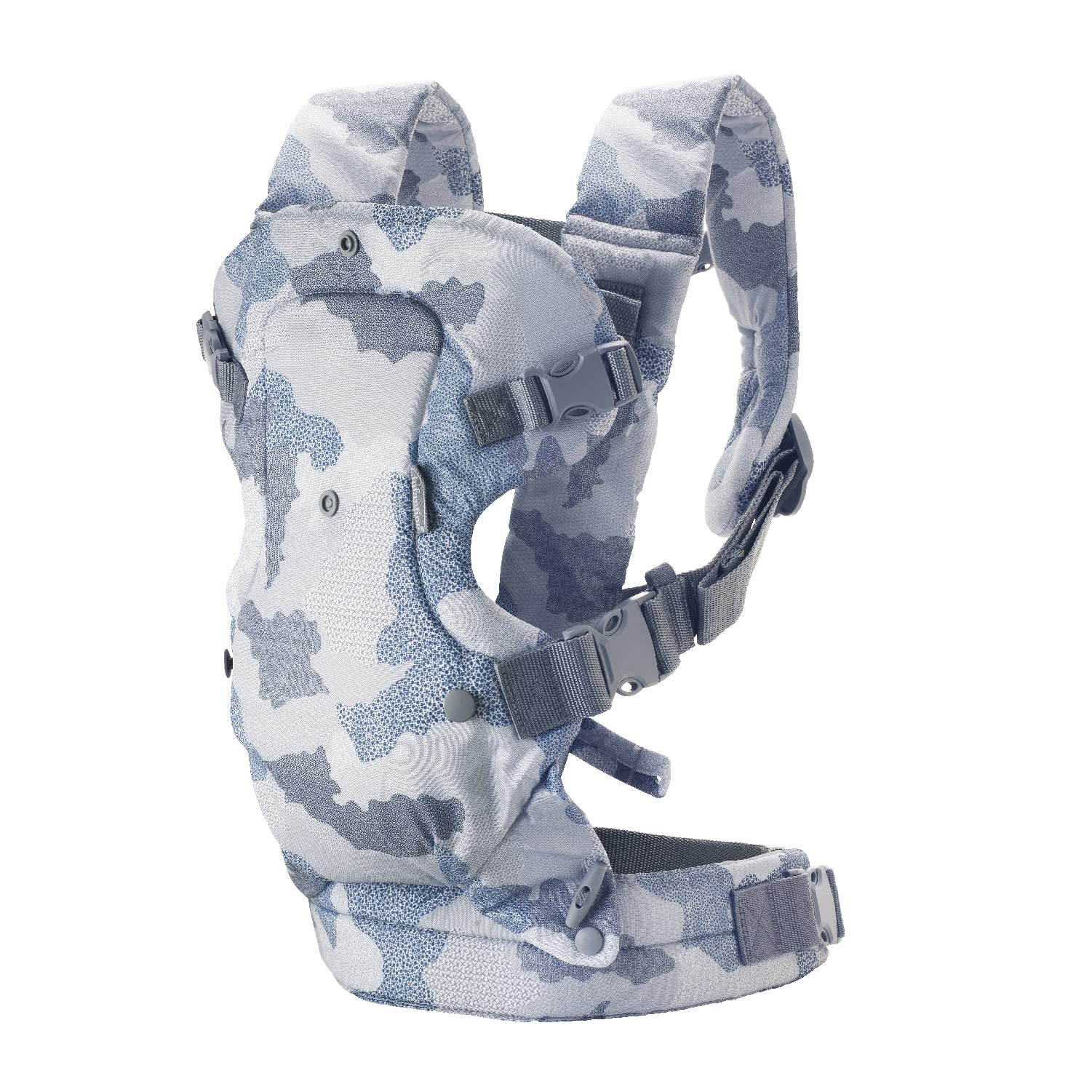 Infantino Flip Advanced Portabebés 4 en 1 – Ergonómico, Convertible, frontal y frontal hacia fuera Portabebés delantero y trasero para recién nacidos a niños pequeños 8-35 libras, camuflaje
