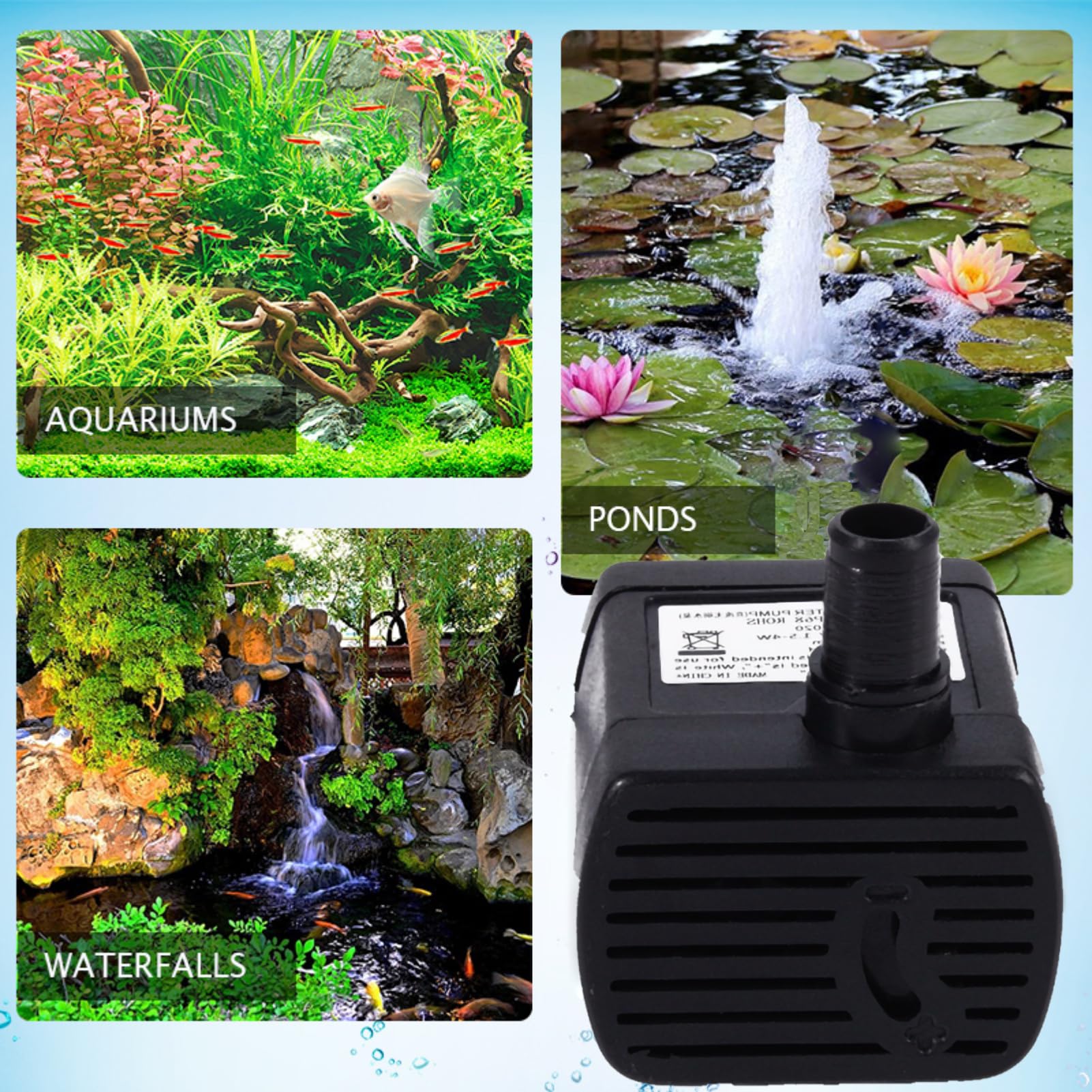 Bomba de agua micro sumergible Mini bomba de refuerzo con USB, DC Motor sin escobillas Bomba de fuente de agua para acuario, piscina, estanque, pecera, 150L / H