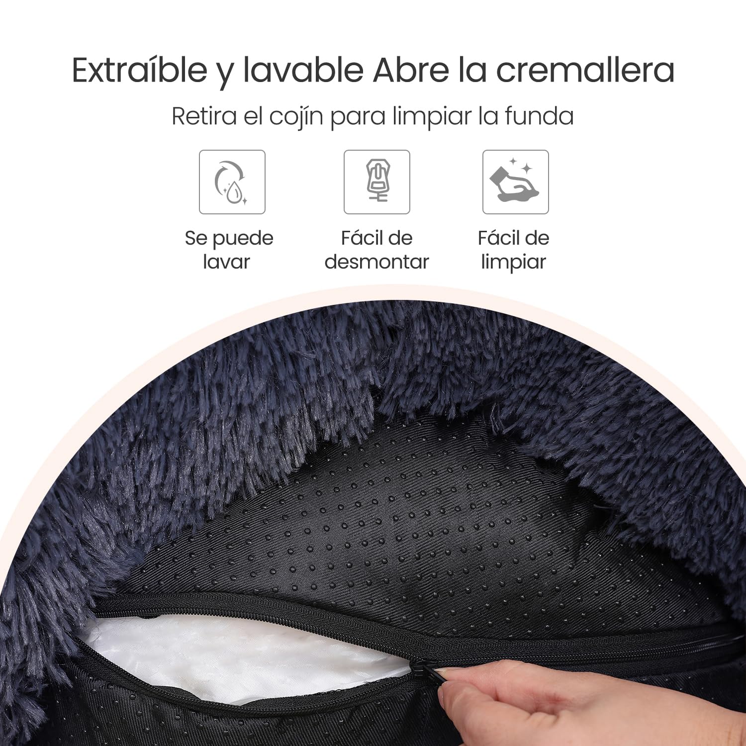 Cama de Perros Feandrea Gris Oscuro con Cojín Central Extraíble y Lavable