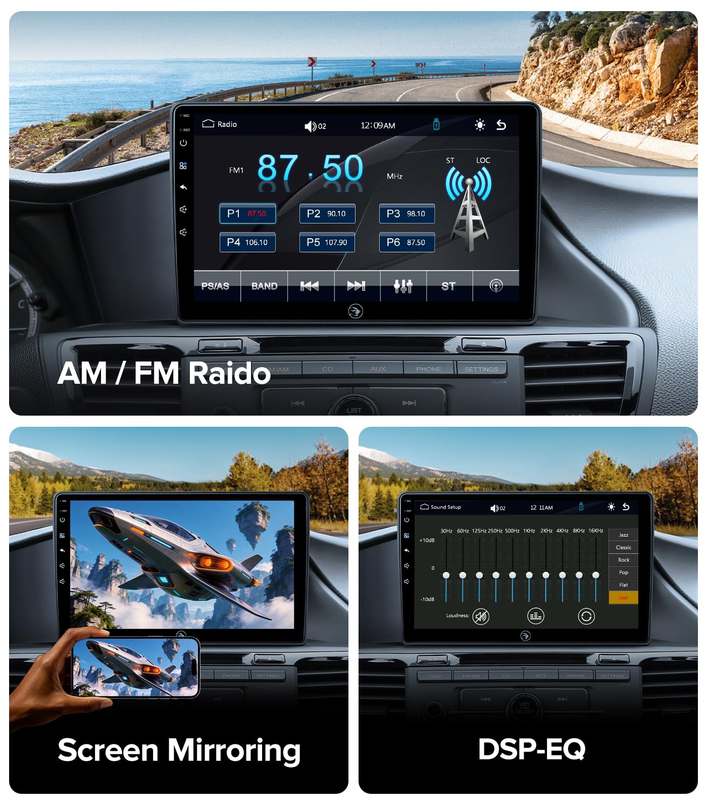 QLED Linux - Estéreo de coche para Honda Accord 2013-2017 (9ª generación) - Actualización de radio automática inalámbrica CarPlay Android, conserva la cámara de visión trasera de fábrica, Bluetooth