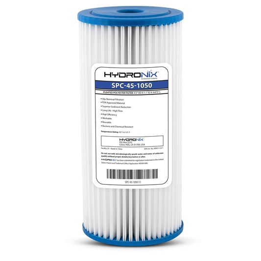 Hydronix SPC-45-1050 Filtro plisado de poliéster de 4.5 pulgadas de diámetro exterior x 22.5 cm de largo, 50 micras