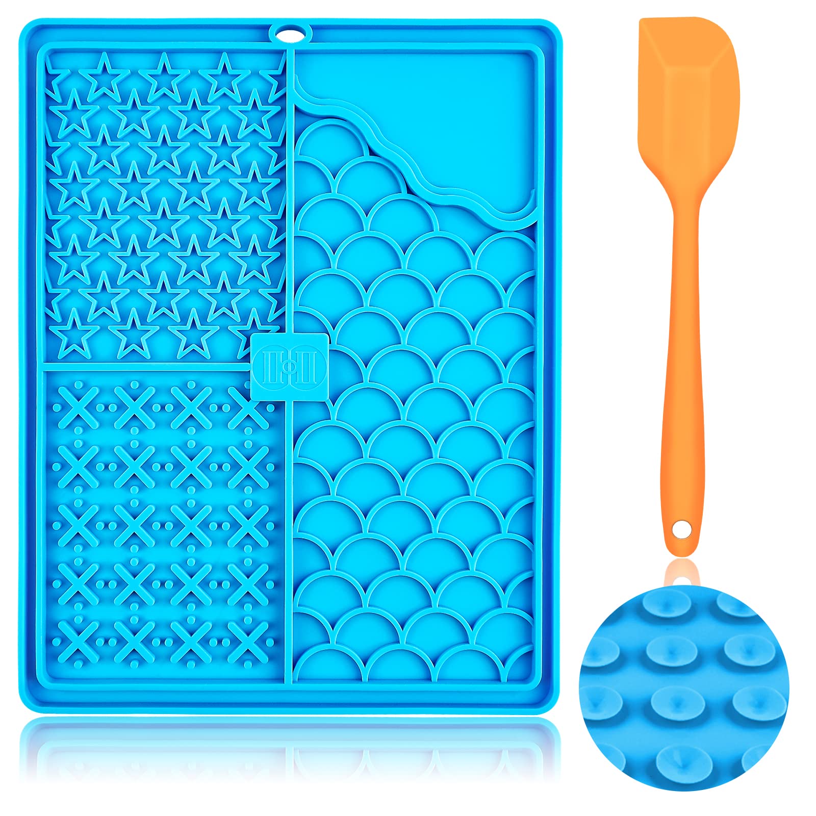 CIICII Licking Mat para Perro & Gatos, Grande Tapete para Perro Comida con Ventosa, Almohadilla para Lamer Perro Croquetas para Perro para Bañarse, Arreglarse, Entrenar y Cuidado de Las Garras (Azul)